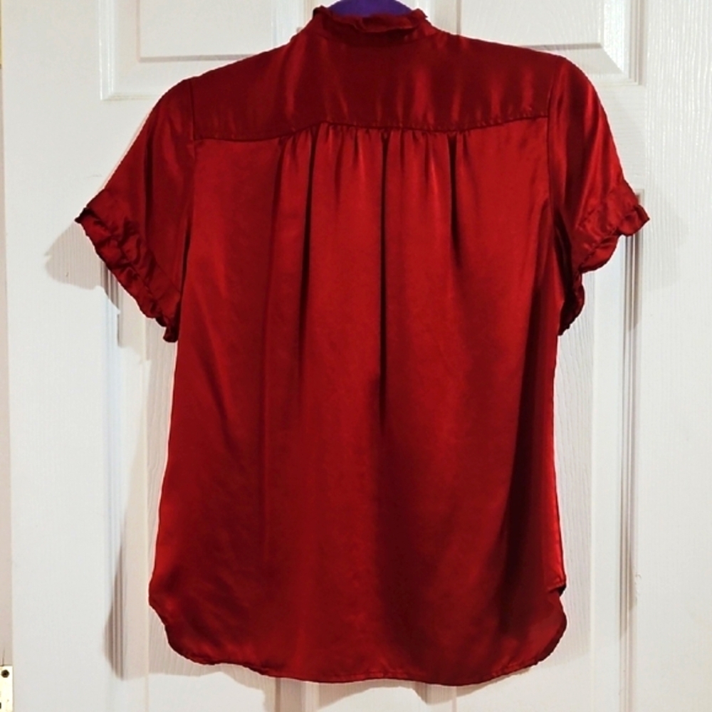 French Connection Deep Red Ruffled Blouse - Picture 4 of 5